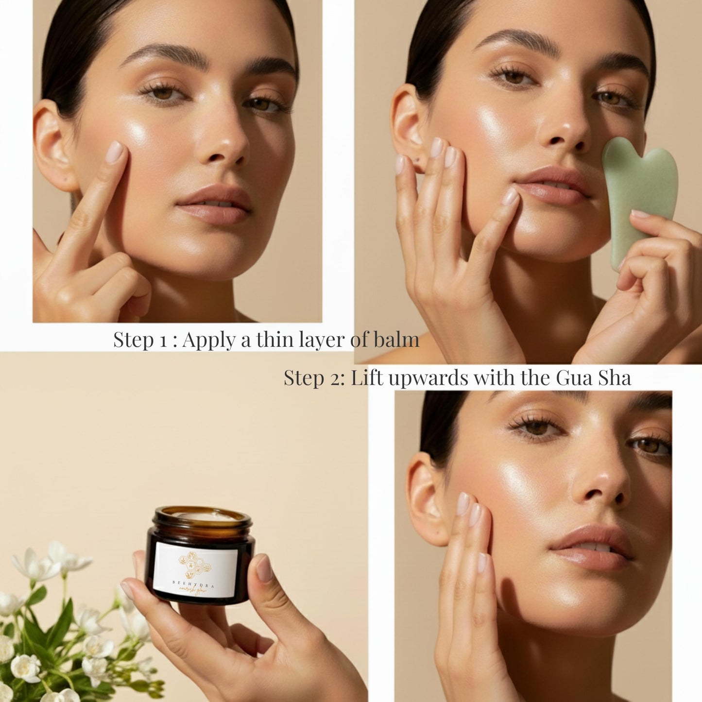 Beehydra Grass-Fed Beef Tallow Balm & Gua Sha Set – Nourishing Tallow Moisturizer for Face, Body & Hands – Natural Skincare