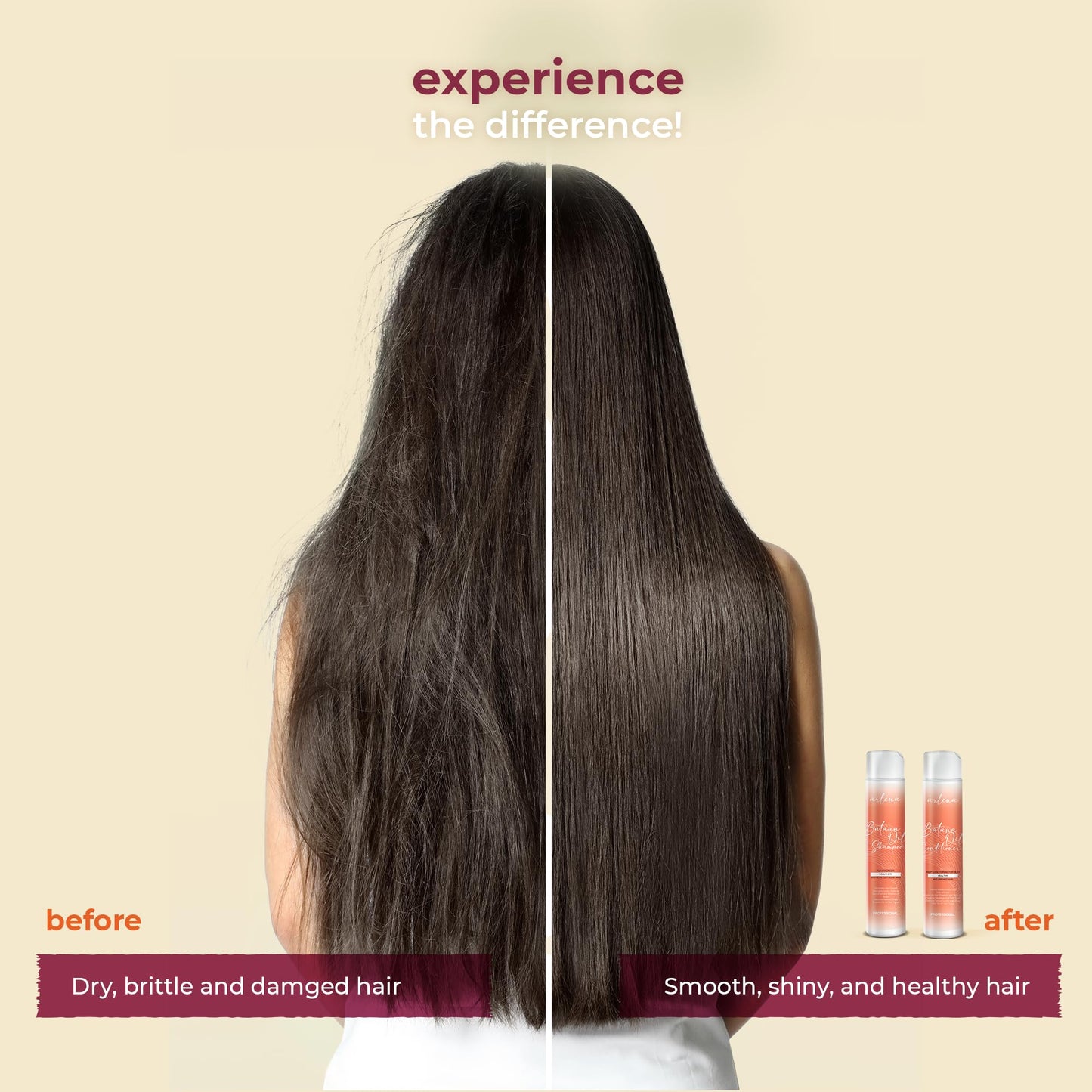 Arlena Batana Oil Shampoo and Conditioner Set - Made in USA - Promotes Hair Growth, Deep Conditioning, Nourishing & Moisturizing for Silky, Healthy, Lustrous Hair - Ideal for All Hair Types, Clear