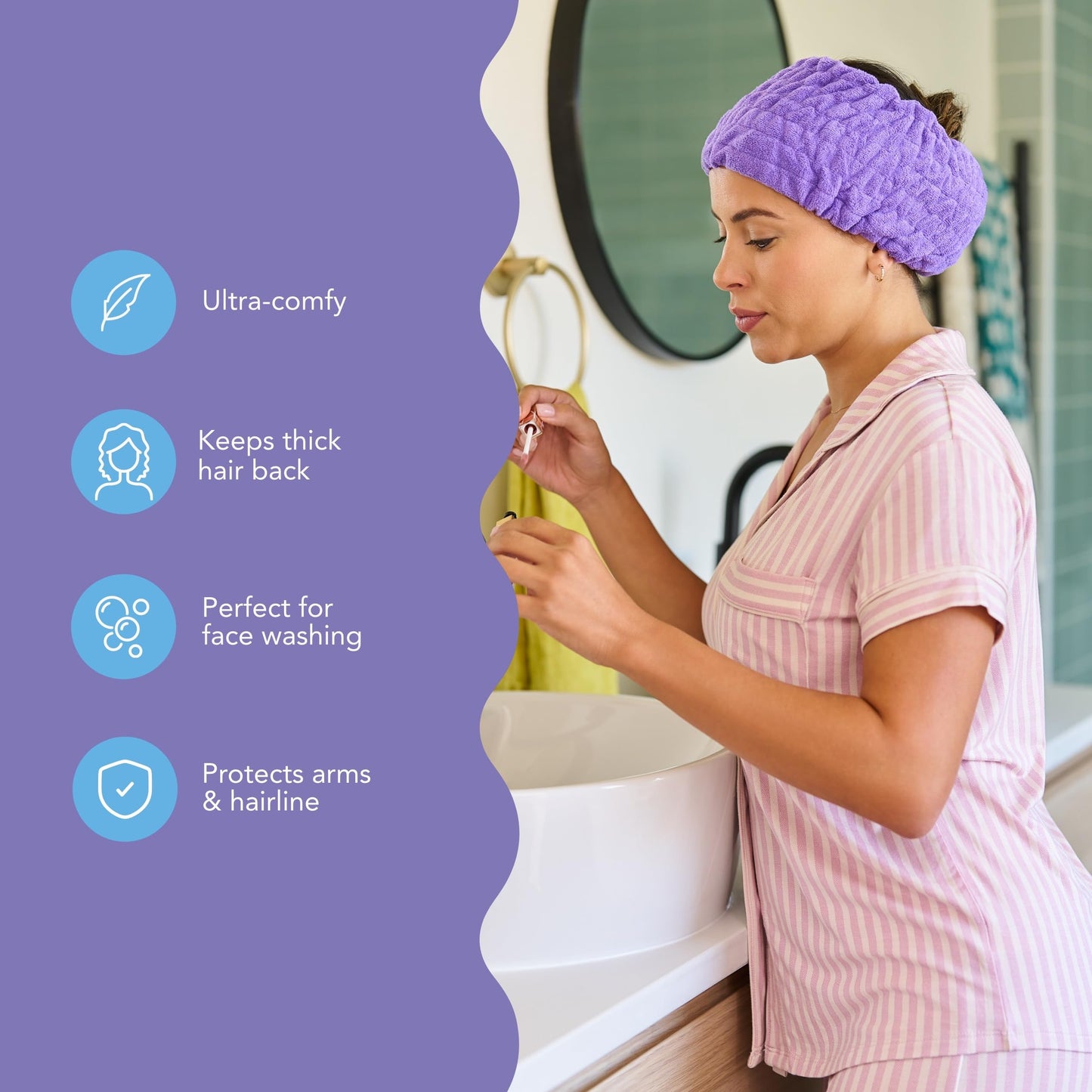 Turbie Twist 2 Headbands & 4 Wristbands Set – Cotton, Extra-Wide, All Hair Types, Passion Flower