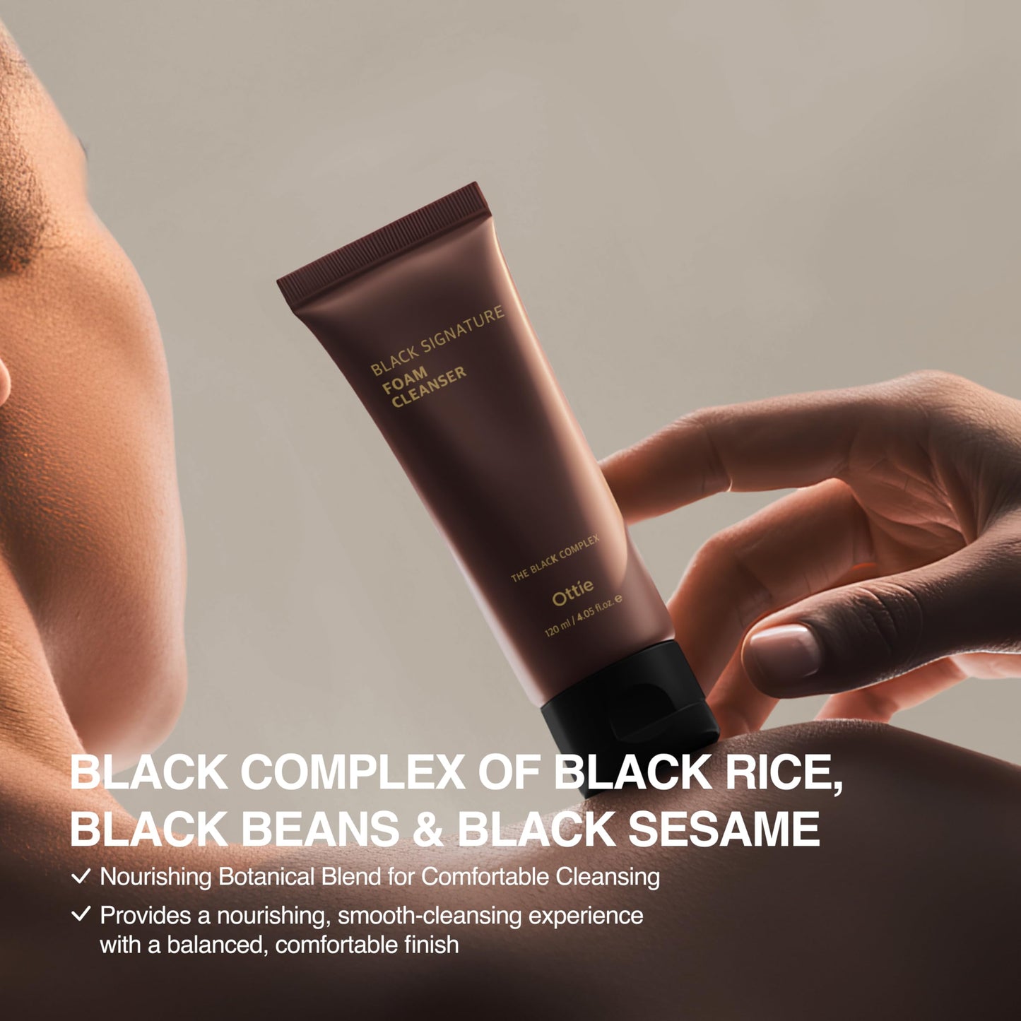 Ottie Black Signature Foam Cleanser 4.05 fl oz | facial cleanser, facewash, hydrating face wash, makeup remover, pore cleaner, foaming face wash, cleanser, travel face wash, face cleanser for women