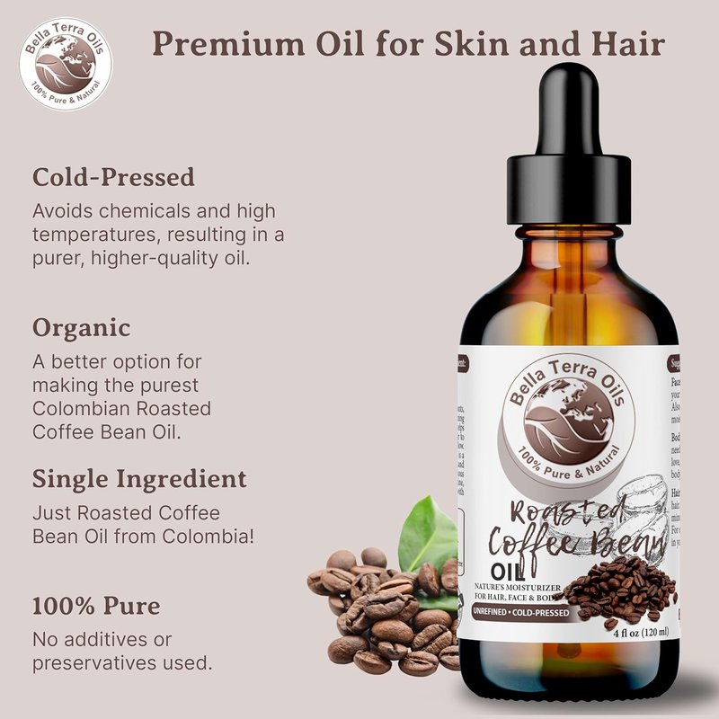 Roasted Bean Oil - Pure Extract Enriched with Fatty Acids | 8 oz Elixir for Skin