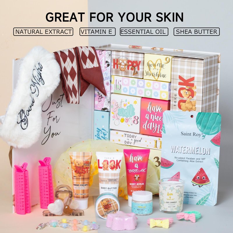 Valentines Day Gifts Beauty advent calendar 2025 for teens girls, 15 Days advent calendar for women countdwon Gift, Spa Gift Baskets Adult Gift, Women Skincare spa gift set for Her teen girl