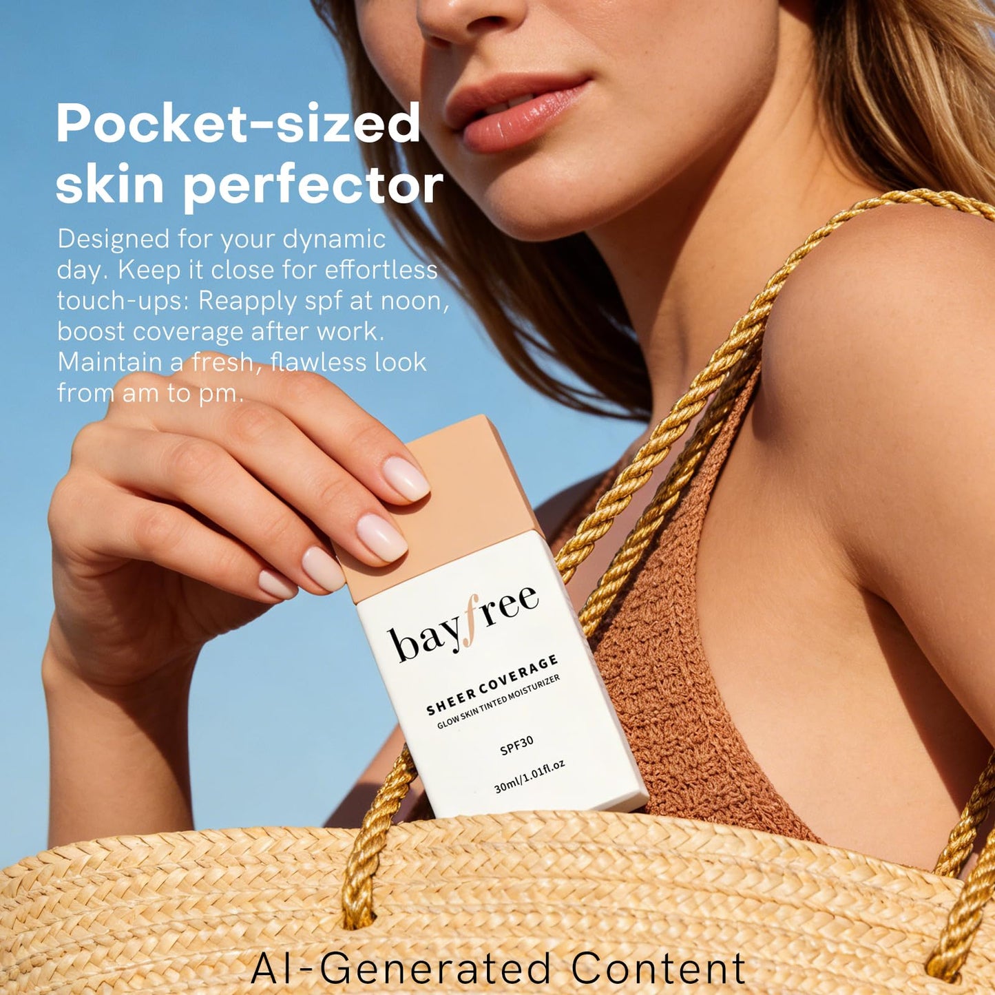 bayfree Glow Skin Tinted Moisturizer with SPF 30, Lightweight Sheer Coverage Skin Tint, Long Lasting Hydrating & Weightless, Makeup and Skincare Benefits, Buildable Natural Finish, Vegan Korean Makeup