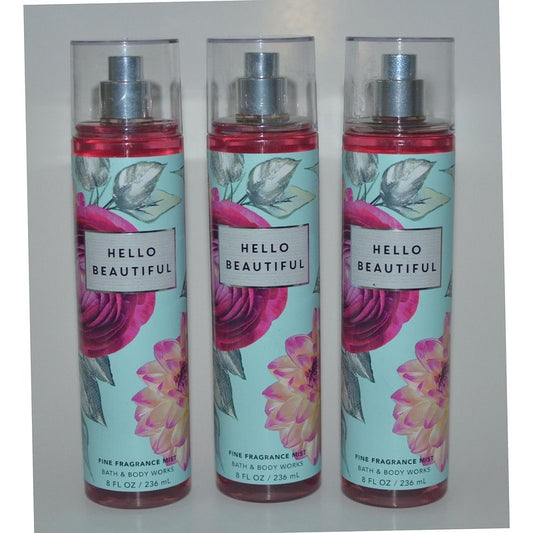Bath & Body Works Fragrance Mist 3-Pack 8oz Each (Hello Beautiful)