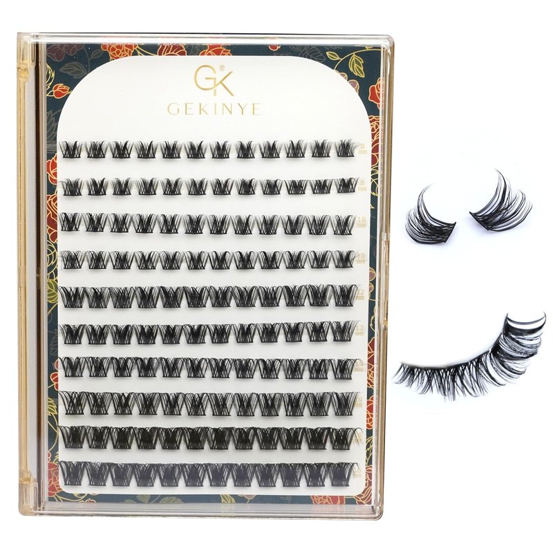 Gekinye Wispy Lash Clusters 120pcs - Individual Lashes 8-16mm Natural Eyelash Clusters DIY at Home with Soft Thin Band