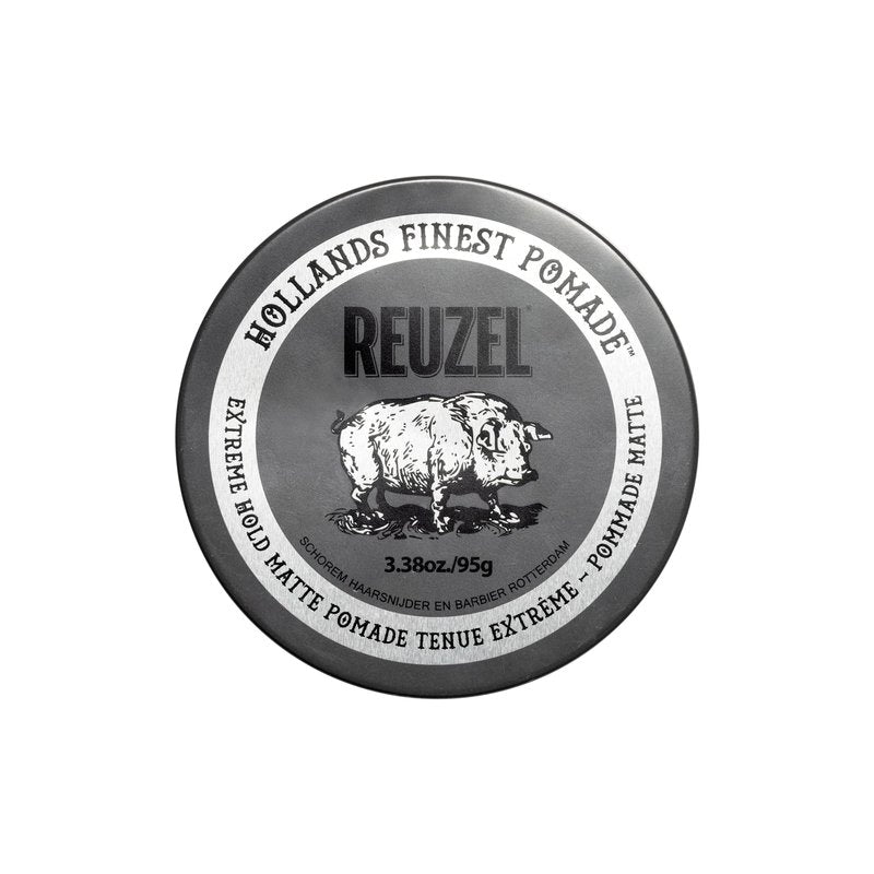 REUZEL Extreme Hold Matte Pomade, Strongest All Day Hold, Water Soluble Styling, Matte Finish & Flake Free, Easy To Wash Out, For All Hair Types