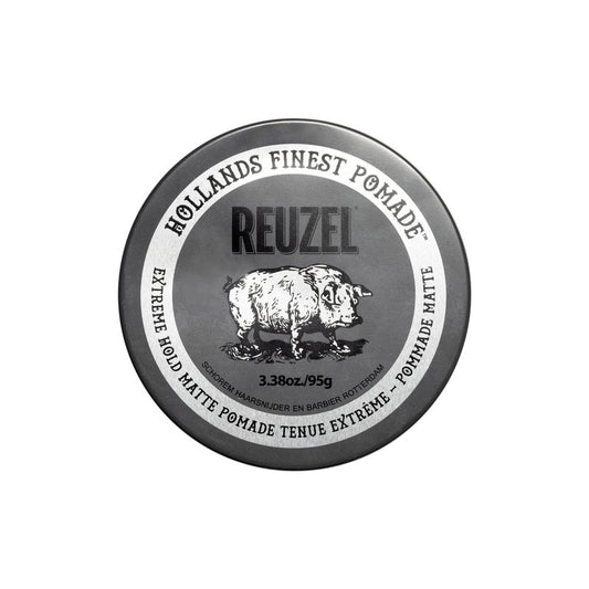 REUZEL Extreme Hold Matte Pomade, Strongest All Day Hold, Water Soluble Styling, Matte Finish & Flake Free, Easy To Wash Out, For All Hair Types