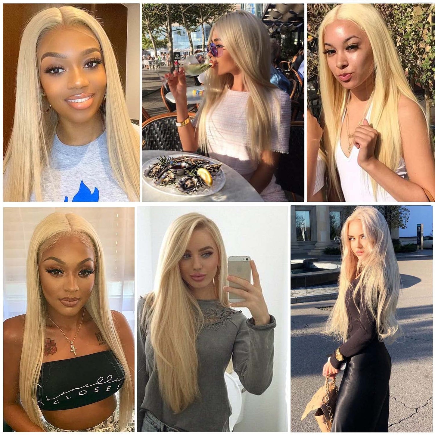 WOCO Women's Lace Front Wig Blonde T Part Long Straight 613 Color Kanekalon Futura Heat-Resistant Fiber Adjustable Synthetic Natural Looking Party Halloween Daily Hair Replacement Wig for Women