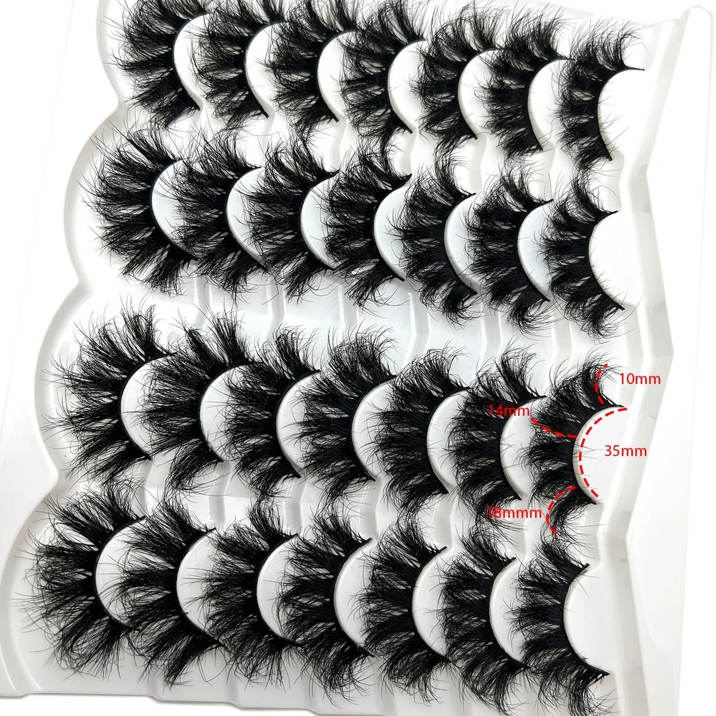 etokdos Mink Lashes Fluffy 20mm Long Dramatic Lashes Pack 25mm Big Lash Strips Volume Faux Mink Thick Eyelashes D Curl False Eyelashes Bulk