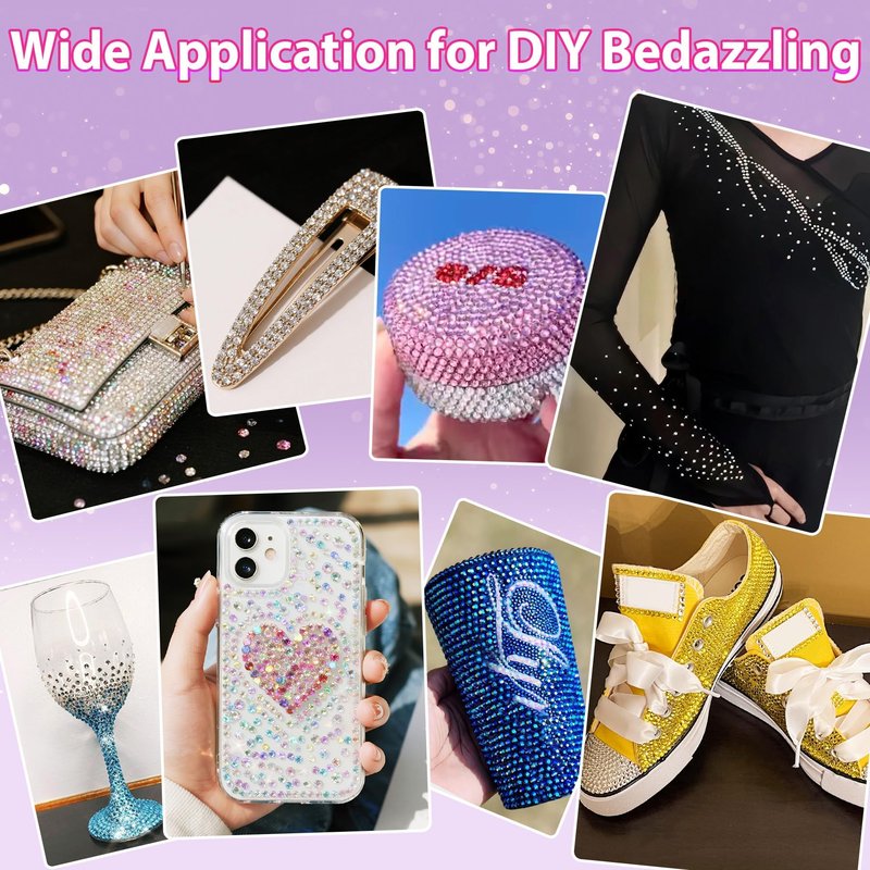 33000Pcs Black Resin Jelly Rhinestones for Bedazzling, 2-6mm Flatback Gems for Diamond Art, Bedazzler Kit with 3Pcs 10ml B7000 Jewelry Glue for Crafting Crafts Book Shoes Nail Art