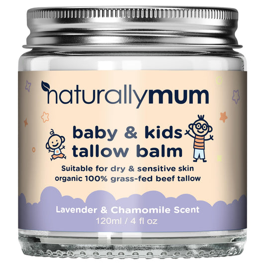 NaturallyMum Baby & Kids Tallow Balm | All-Natural Organic Grass Fed Beef Tallow | Moisturizing Cream | For Dry & Sensitive Skin | All in One Skincare Solution | 4.2 fl oz