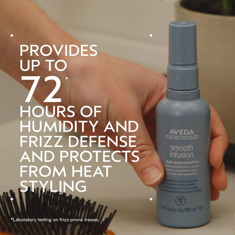 Aveda Smooth Infusion Style-Prep Smoother - Leave-In Anti-Frizz Serum for 72-Hour Frizz Control | Heat Protectant, 98% Naturally Derived