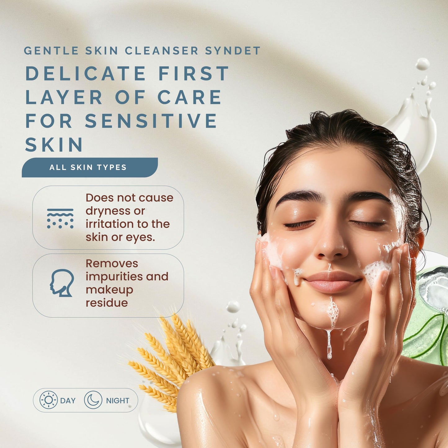 Pili Natural Syndet - Gentle Skin Cleanser with Oatmeal and Aloe Vera - Hypoallergenic cleanser for sensitive skin - 8.4 Fl.oz (Pack of 2)