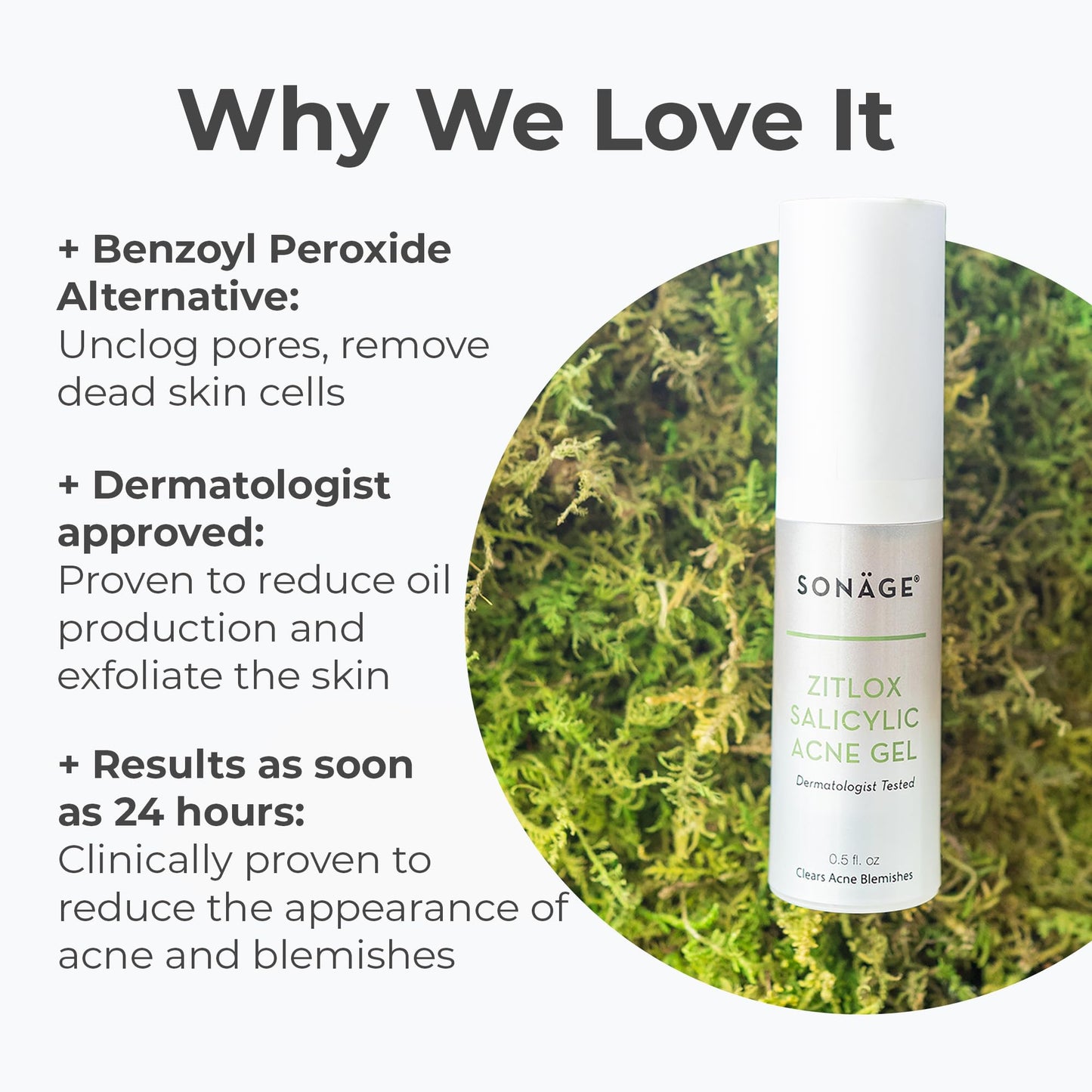 Sonage Zitlox Salicylic Acne Gel: Spot Treatment with Tea Tree Oil | Clears Acne Blemishes | Benzoyl Peroxide Alternative
