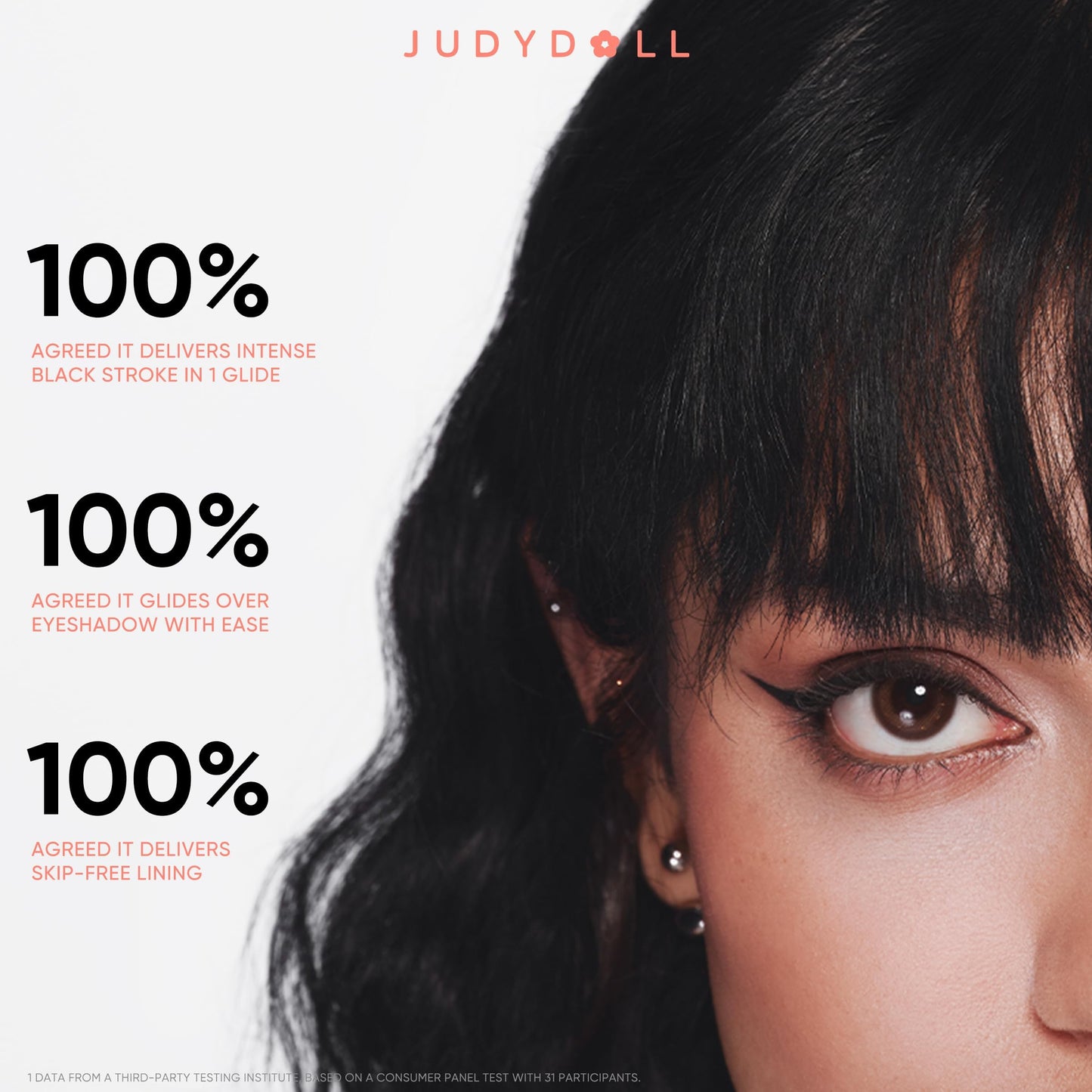 JUDYDOLL Intense Black Liquid Eyeliner - Black Liquid Liner, Waterproof, Smudge-proof, Long lasting, Easy Glide & Ultra-fine Brush Tip, Skip-free Lining, Ideal for Cat Eyes & Wings, Beginner Friendly