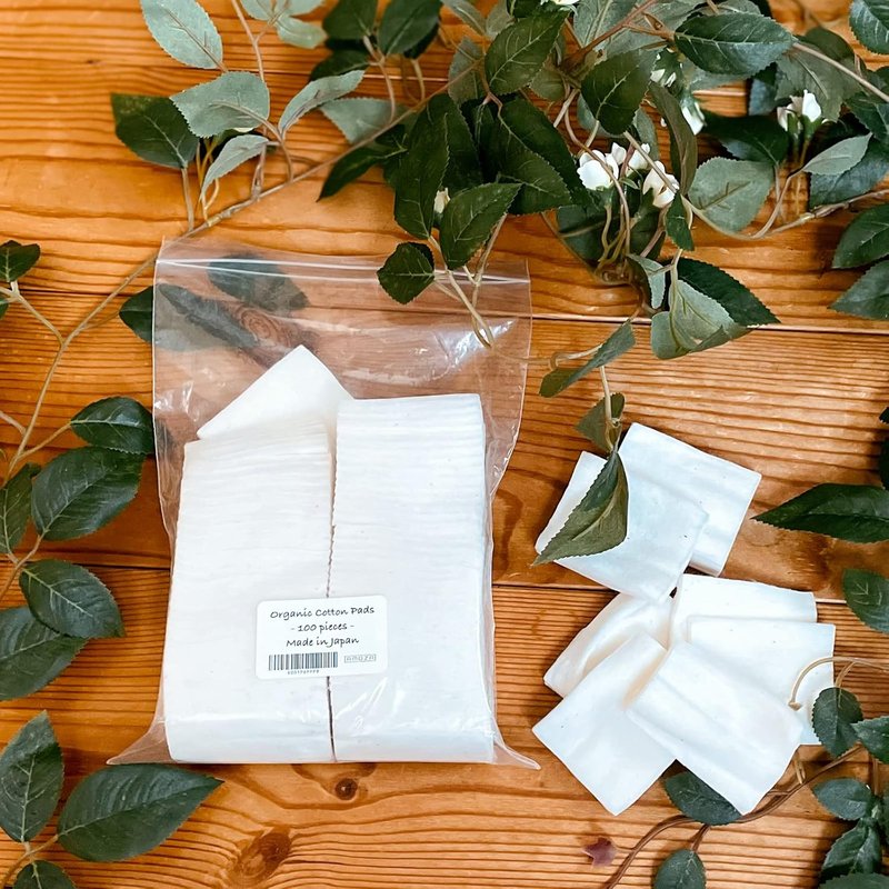 Organic Cotton Pads - 100% Unbleached Japanese Cotton | 100 Pieces, Eco-Friendly & Soft