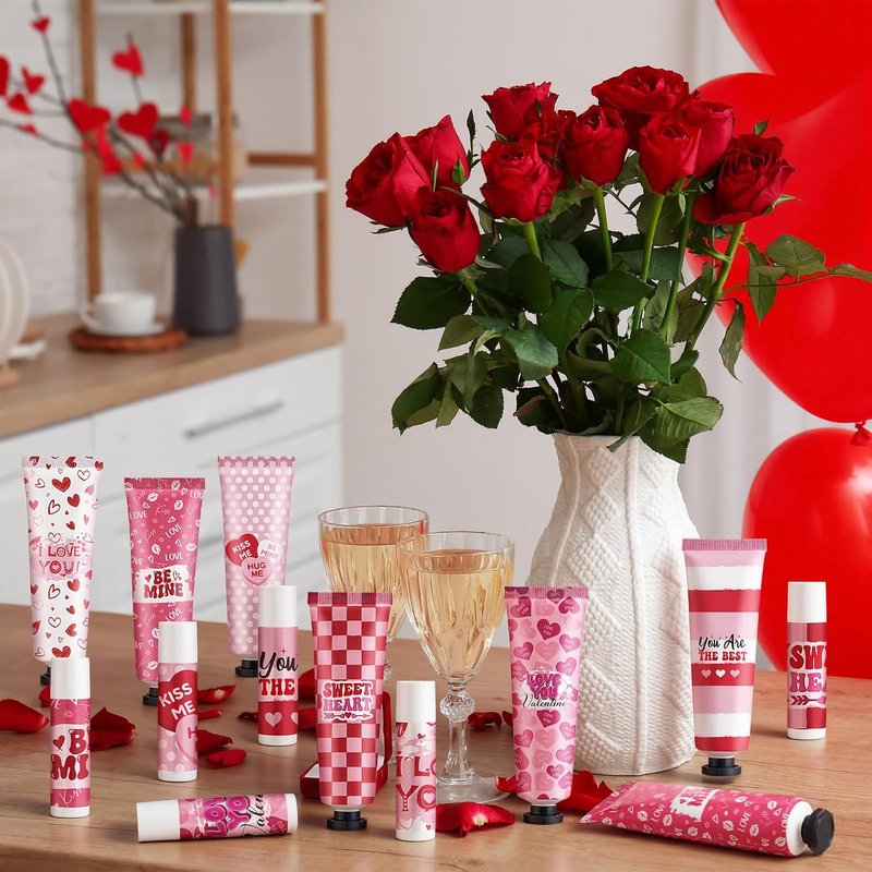 Valentine's Day Hand Cream & Lip Balm Gift Set - 36 Sets | Moisturizing Care for Women & Teachers