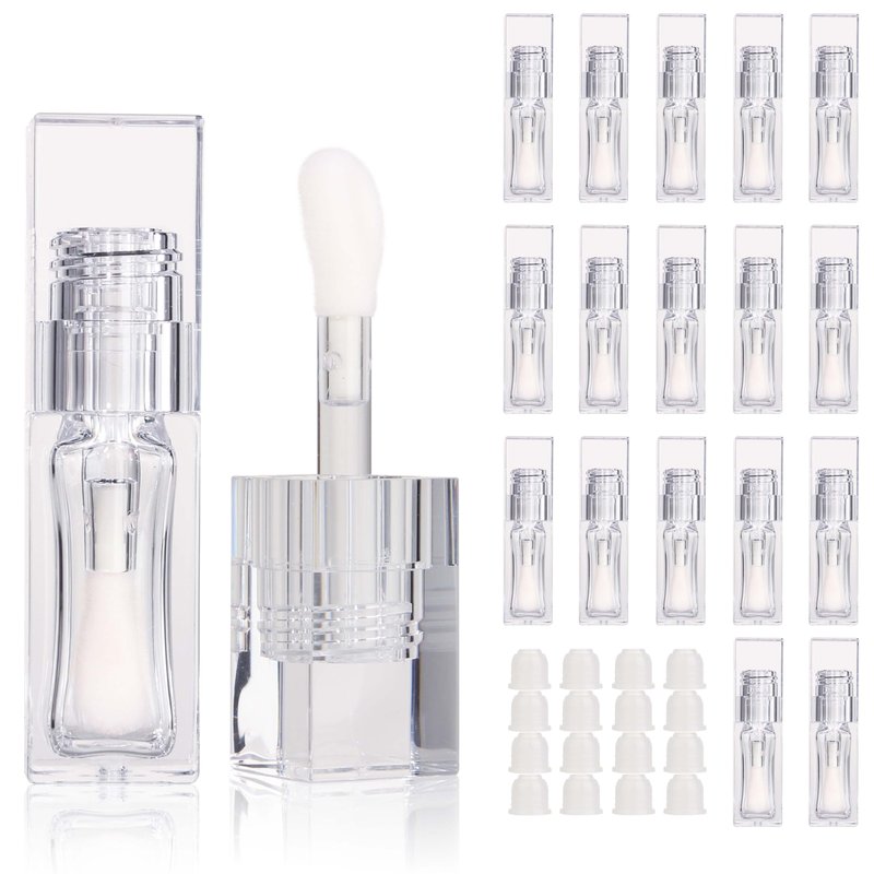 COSIDEA 18pcs Empty 6ml Square Clear PETG lip gloss tubes big deo foot wand lipgloss tube container for lip oil