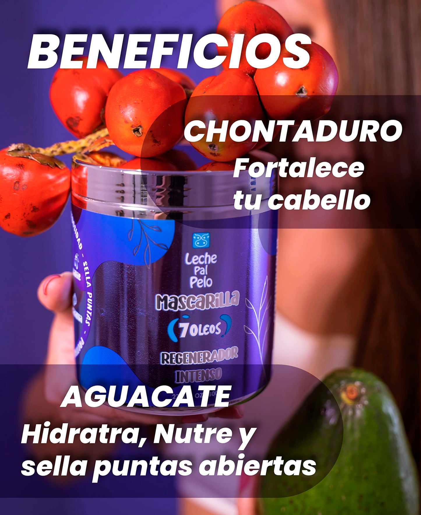 Leche Pal Pelo Intense Regenerator - 7 Oils Hair Mask - Deep Conditioning for Damaged Hair - Hydrates, Rebuilds, Seals Split Ends - 27 oz