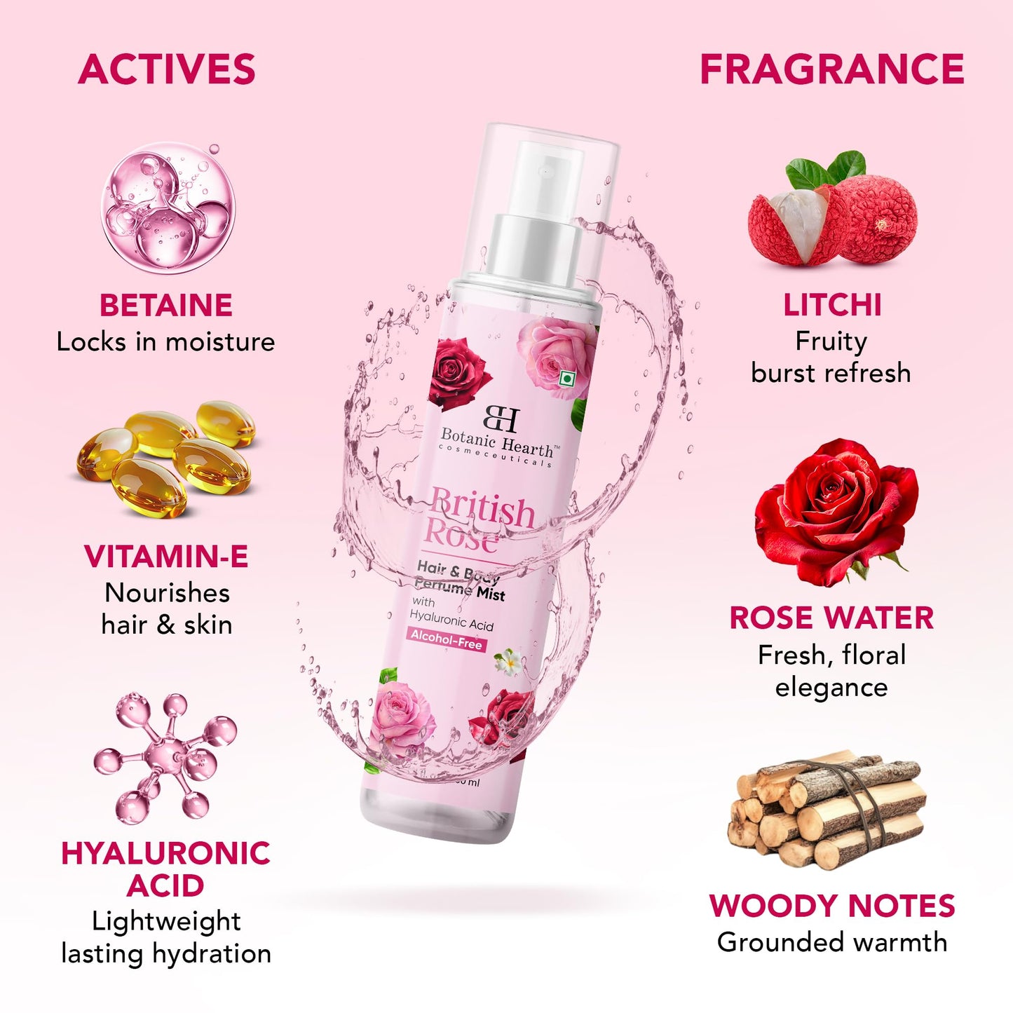 Botanic Hearth Eau Fraiche Hair Perfume & Body Mist, Long-Lasting Hair Deodorizer & Body Scent for Women & Men, Alcohol-Free Clean Fragrance Hair Spray For Everyday Wear, All Day Freshness