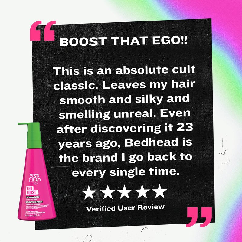 TIGI Bed Head Leave-In Conditioner, Split End Mender, Ego Boost 2-Pack – Split Ends Treatment for Dry, Damaged Hair, Fruit & Berries Fragrance, 8 Oz Ea