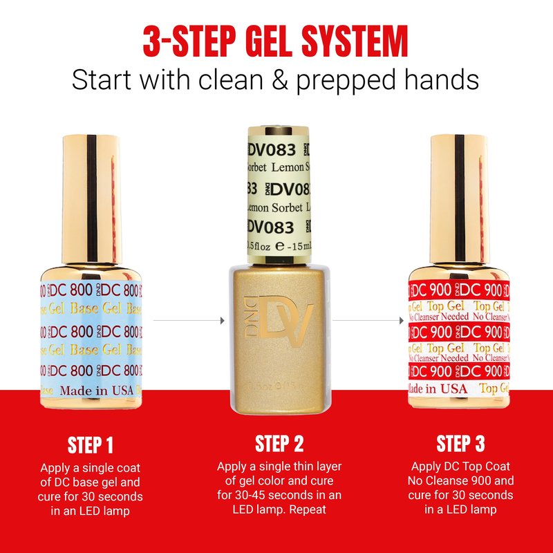 DND Gel Polish Set, Coquette Collection, UV/LED Gel Polish and Air Dry Nail Lacquer, Matching Chip-Free Polish Duo, 083 Lemon Sorbet, 0.5 Fl Oz
