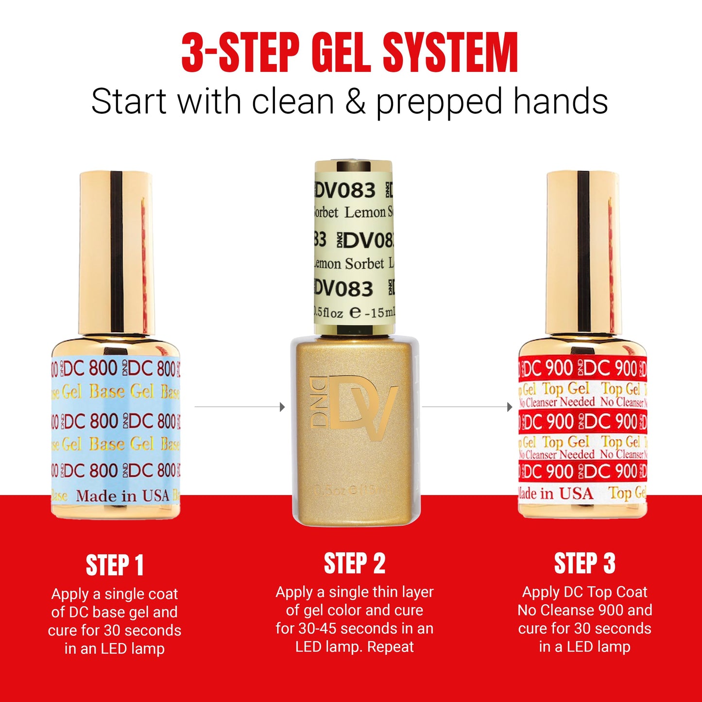 DND Gel Polish Set, Coquette Collection, UV/LED Gel Polish and Air Dry Nail Lacquer, Matching Chip-Free Polish Duo, 083 Lemon Sorbet, 0.5 Fl Oz