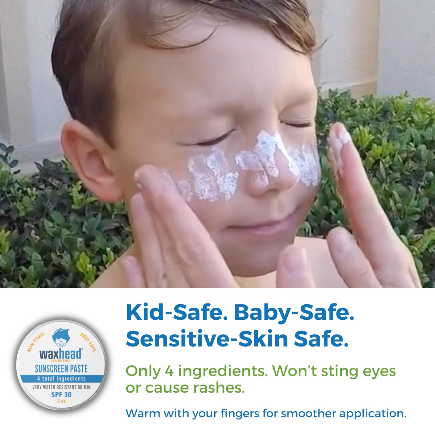 Waxhead Zinc Oxide Sunscreen Paste SPF 30, Nose Sunscreen Sunblock, Surf Lifeguard Face Protection, Reef Safe Mineral Formula for Sensitive Skin Kids, 80 Min Water Resistant, Travel Size 2 oz
