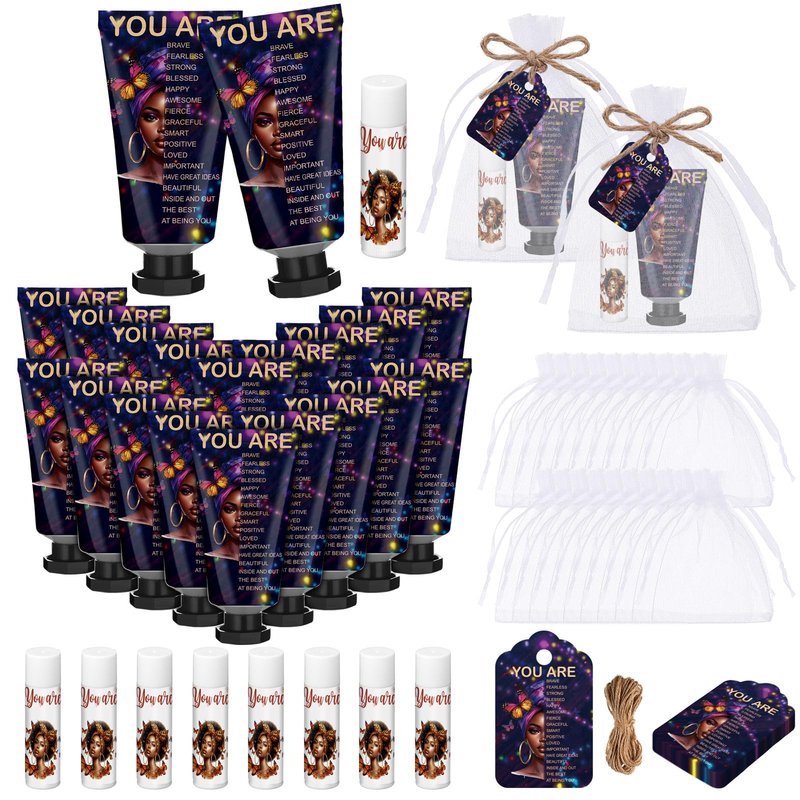 Swiffen 24 Sets Christian Graduation Gifts Hand Cream and Lip Balm Bulk Teacher Appreciation Gifts Bible Verse Thank You Cards with Organza Bag for Graduation Supplies(Classic)