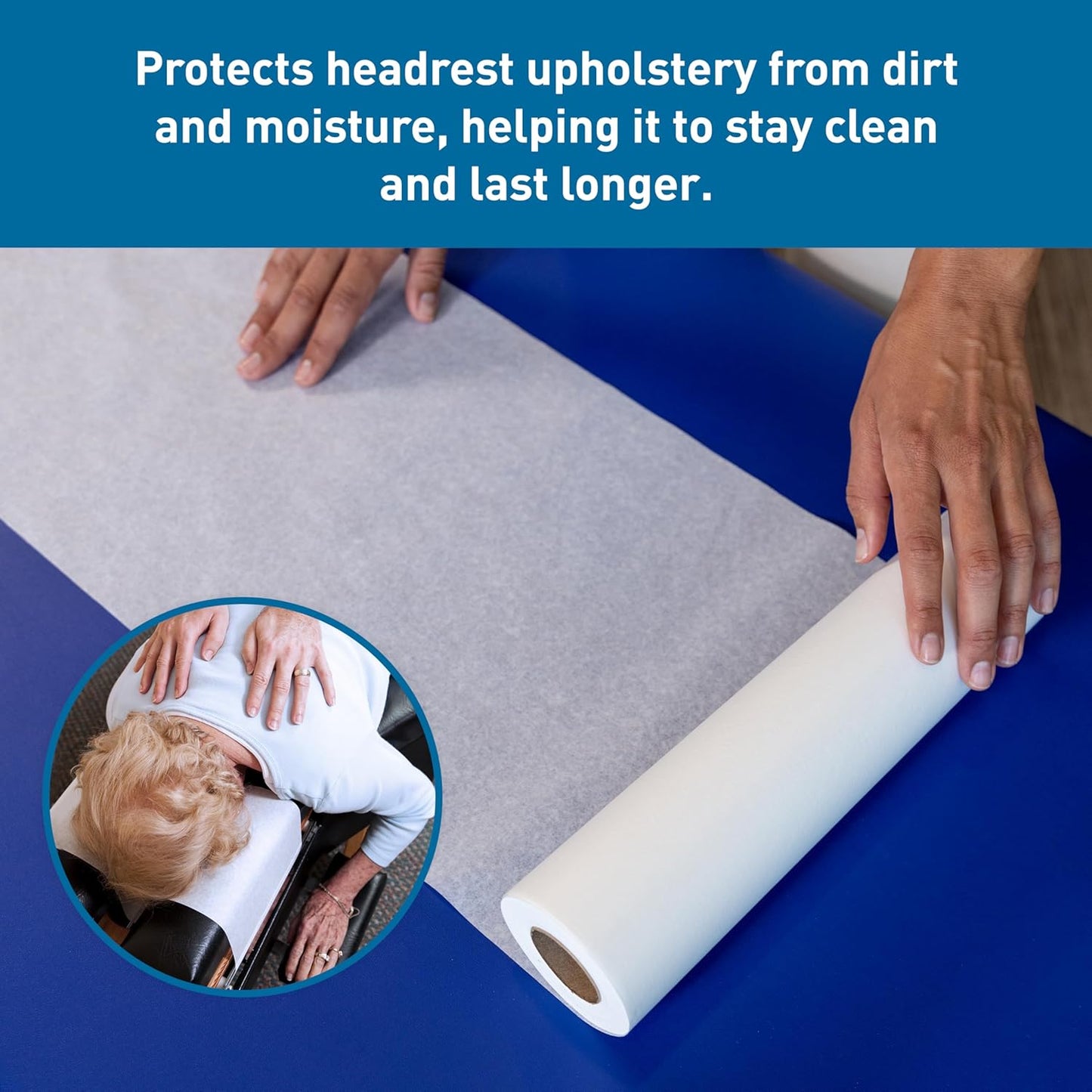Headrest Sheets for Chiropractic Exam Table - Smooth White, 8.5-Inch x 225-Feet, 25 Count | Disposable Medical Office & Spa Use