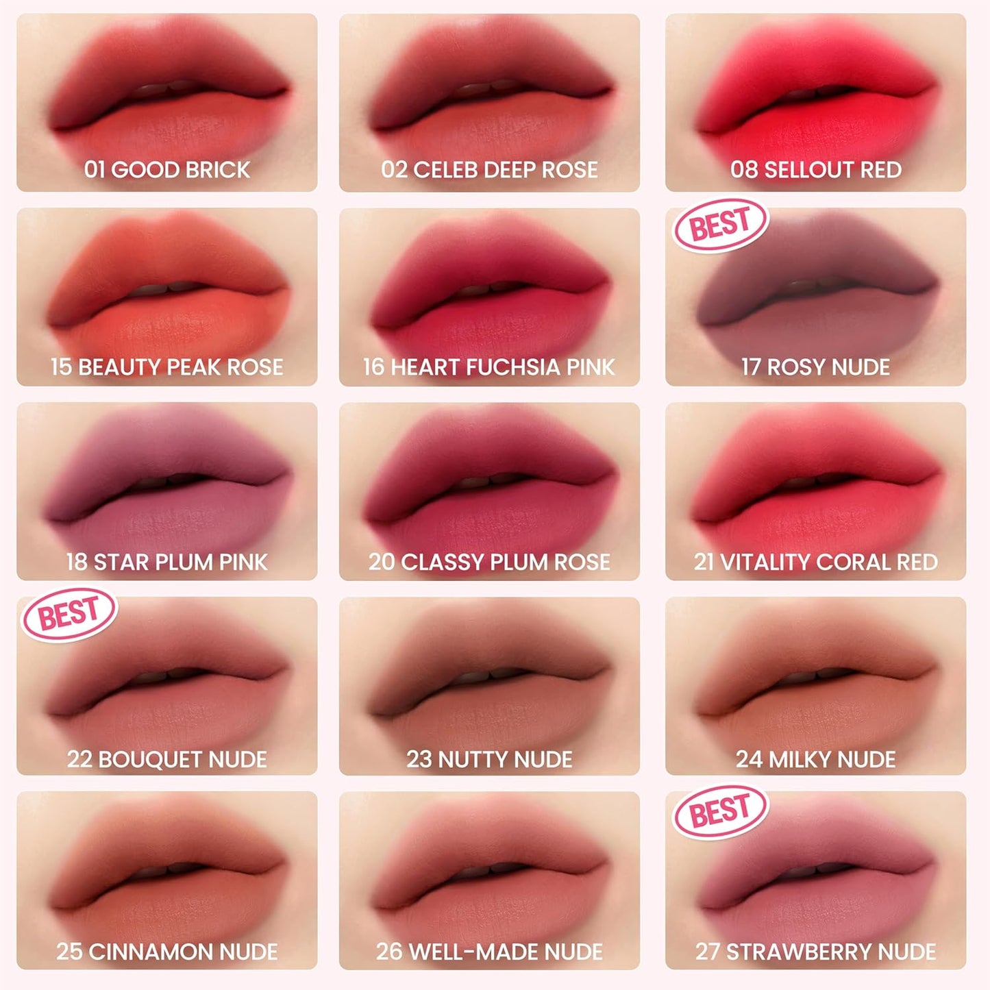 Peripera Ink Velvet Lip Tint | High Pigment, Longwear, Weightless Formula - 017 Rosy Nude