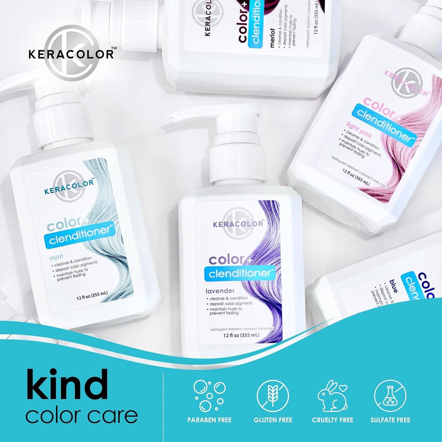 Keracolor Color + Clenditioner - 3-in-1 Color-Depositing Conditioner for Vibrant Hair | 12 Fl Oz, 23 Shades Available