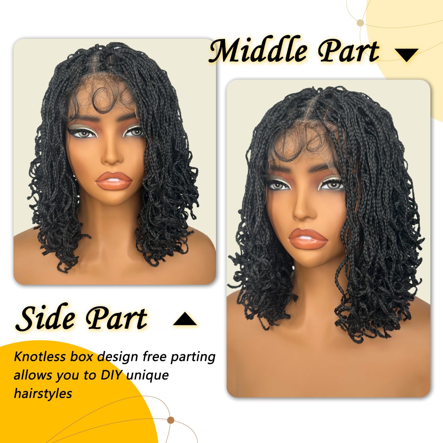 SOKU Short Braided Wig, Black Braided Wigs for Black Women 13 Inch Glueless 4x4 Mini Twist Lace Frontal Box Braid Wig with Baby Hair Ready to Wear for African American Women