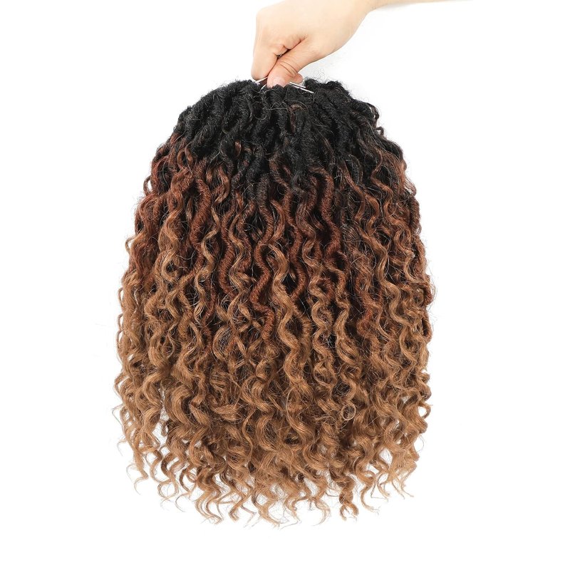 Goddess Locs Crochet Hair - 18 Inch Faux Locs for Black Women | Curly Ends, 8 Packs, 1B/30/27#