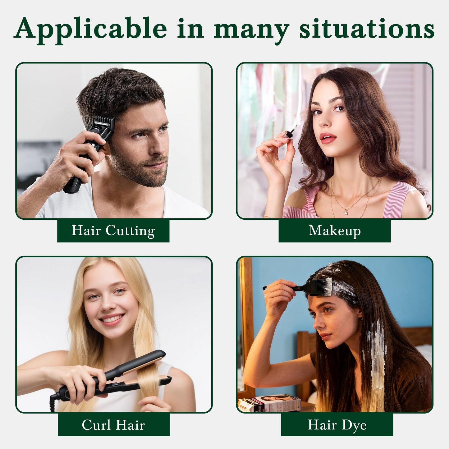 3 Way Mirror for Self Haircut with Adjustable Hook - 360° Trifold Barber Mirror, HD Anti-Distortion Glass, Portable Black Mirror for Hair Cutting, Shaving, Braiding & Makeup (Door/Wall/Tabletop Use)