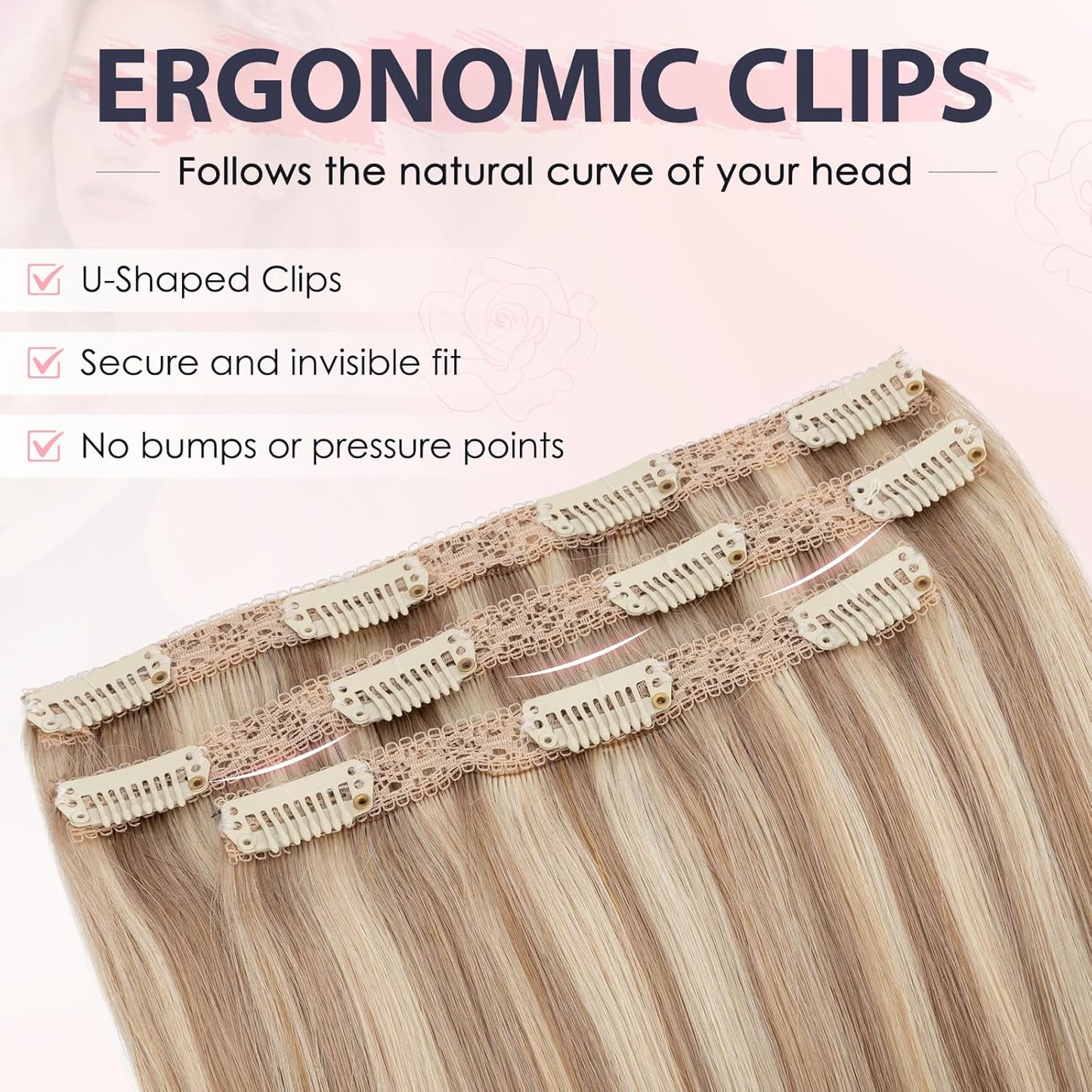 Real Human Hair Clip-In Extensions - 20 Inch Soft Lace Wefts | Flax Yellow Mixed Light Gold - 3 PCS Set