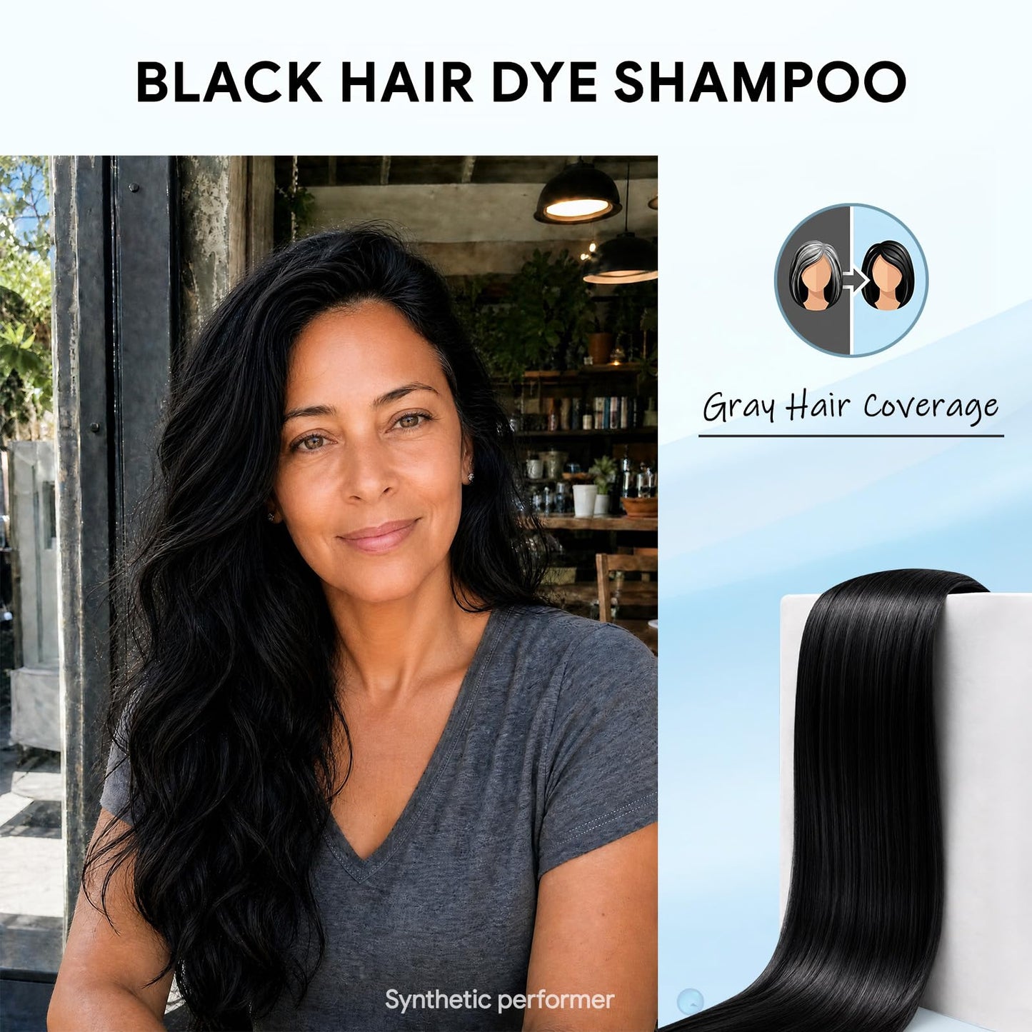 Ivnil Black Hair Dye Shampoo 3 in 1 Hair Color Shampoo for Women & Men for Gray Hair Coverage, shampoo para pintar el cabello