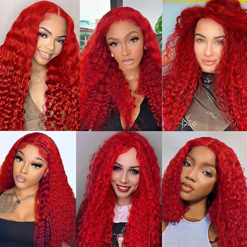 Red Human Hair Bundles Deep Wave 32 Inch Deep Single Bundle Human Hair Light Red Color Unprocessed Native Virgin Hair 100g Total Double Weft Crochet Human Hair Extensions for Women