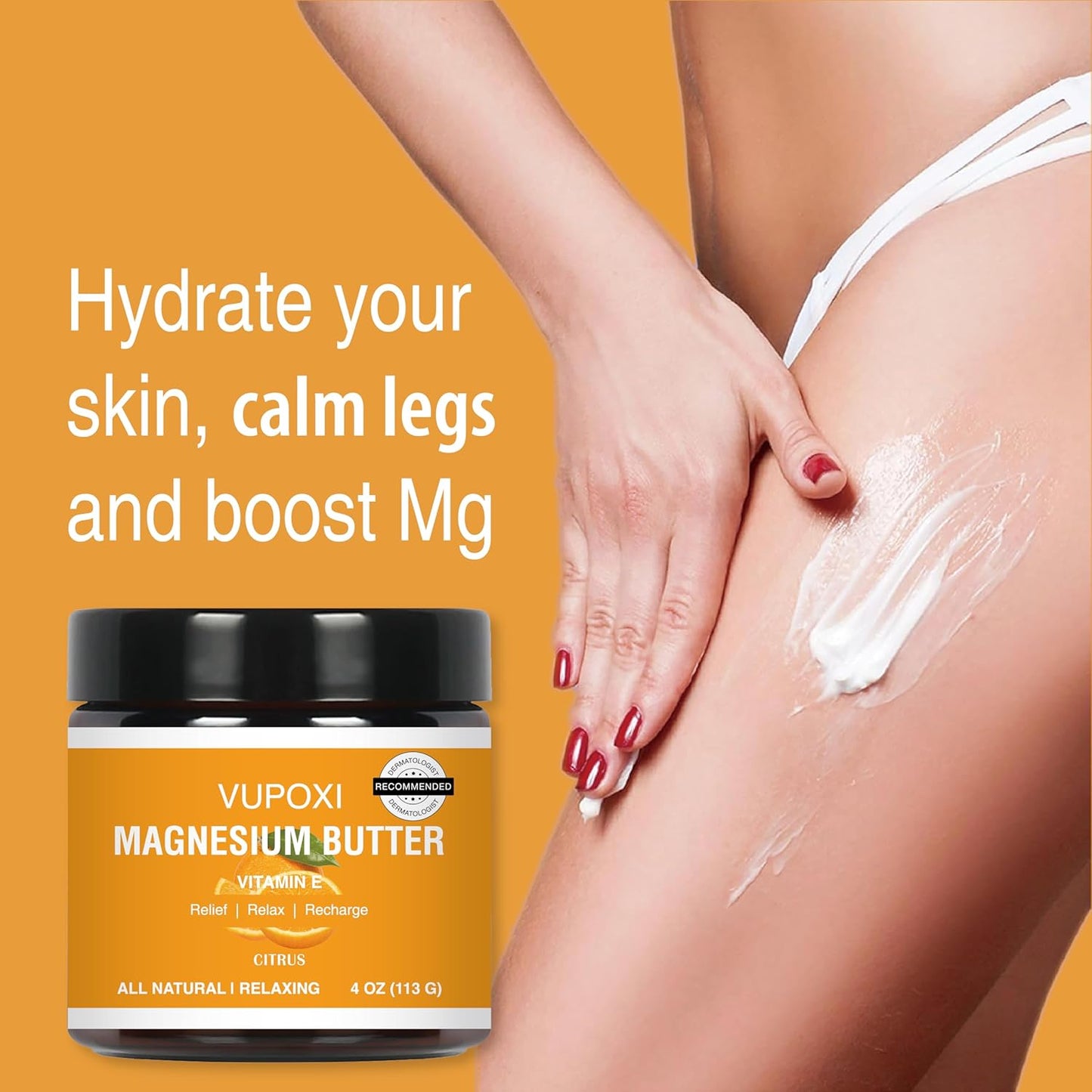 Magnesium Cream for Sleep & Muscle Relief - Soothing Topical Lotion with Vitamin E & Shea Butter | 4 fl oz, Citrus Scent