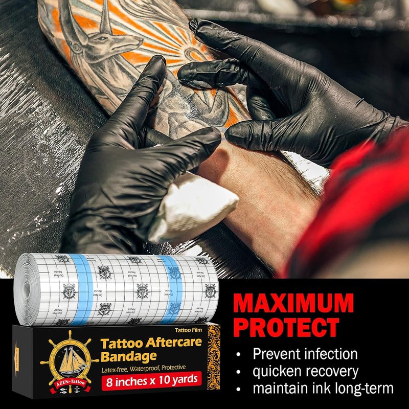Tattoo Aftercare Bandage - Waterproof Second Skin Healing Wrap | 8" x 10 Yards