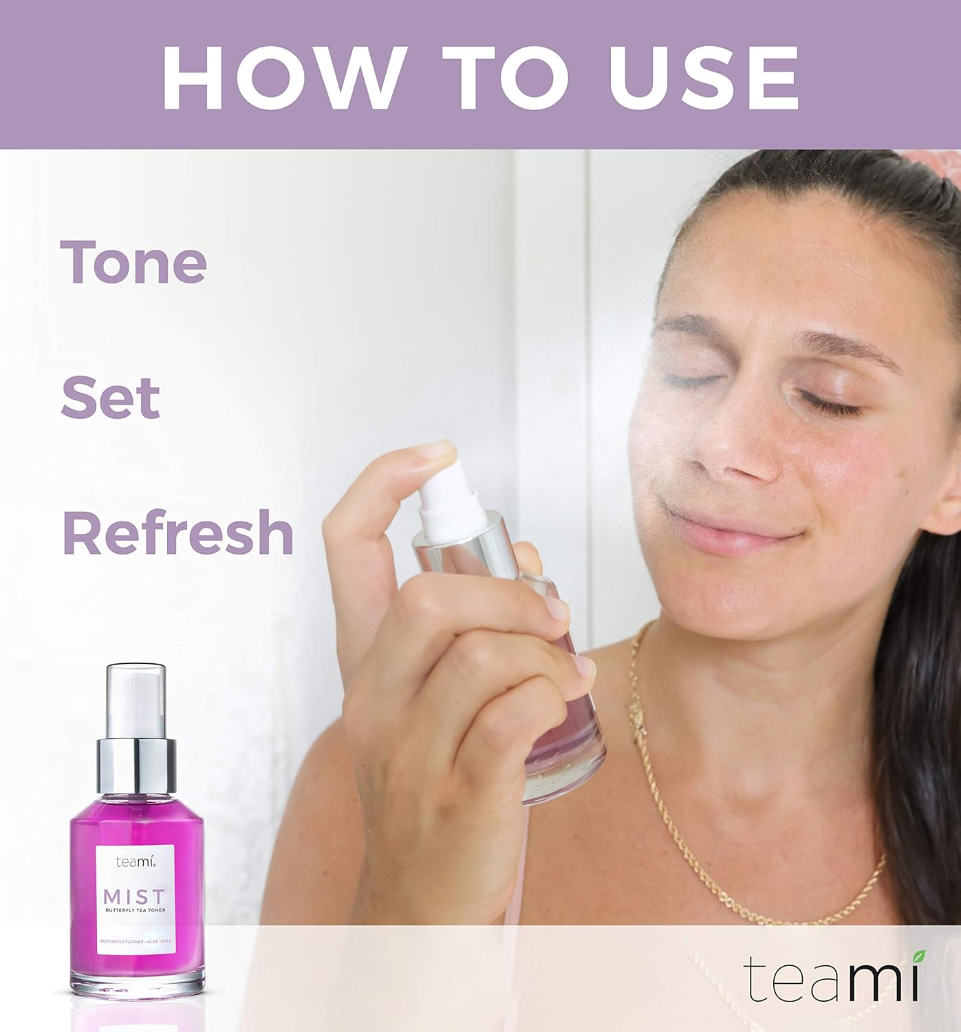 Teami Face Mist Spray Toner - Hydrating Makeup Setting Spray for Dry, Sensitive & Oily Skin | Organic Witch Hazel & Aloe Vera