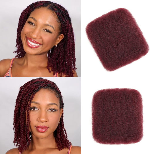 Afro Kinkys Bulk Human Hair, 12 Inch 50G/Pack Soft 4C Afro Kinky-Curly Human Hair Bulk for Twist Dreadlocks Extensions Repair Locs 99J Burgundy1 Pack (99J, 12 Inch)