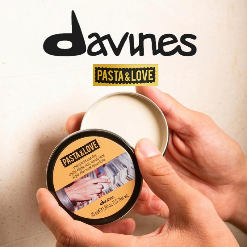 Davines Pasta & Love Styling Clay, Strong Hold Matte Clay - Adds Structure, Volume & Dry Texture - Long-Lasting Definition without Shine for Messy Looks, 1.69 Fl Oz