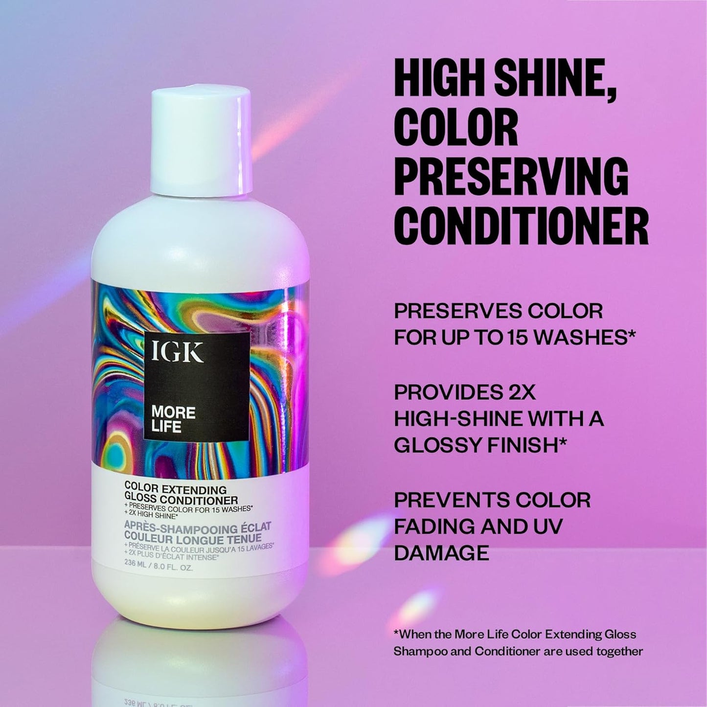 IGK MORE LIFE Color Extending Conditioner - Boost Gloss & Softness | Protects Color-Treated Hair from Fade