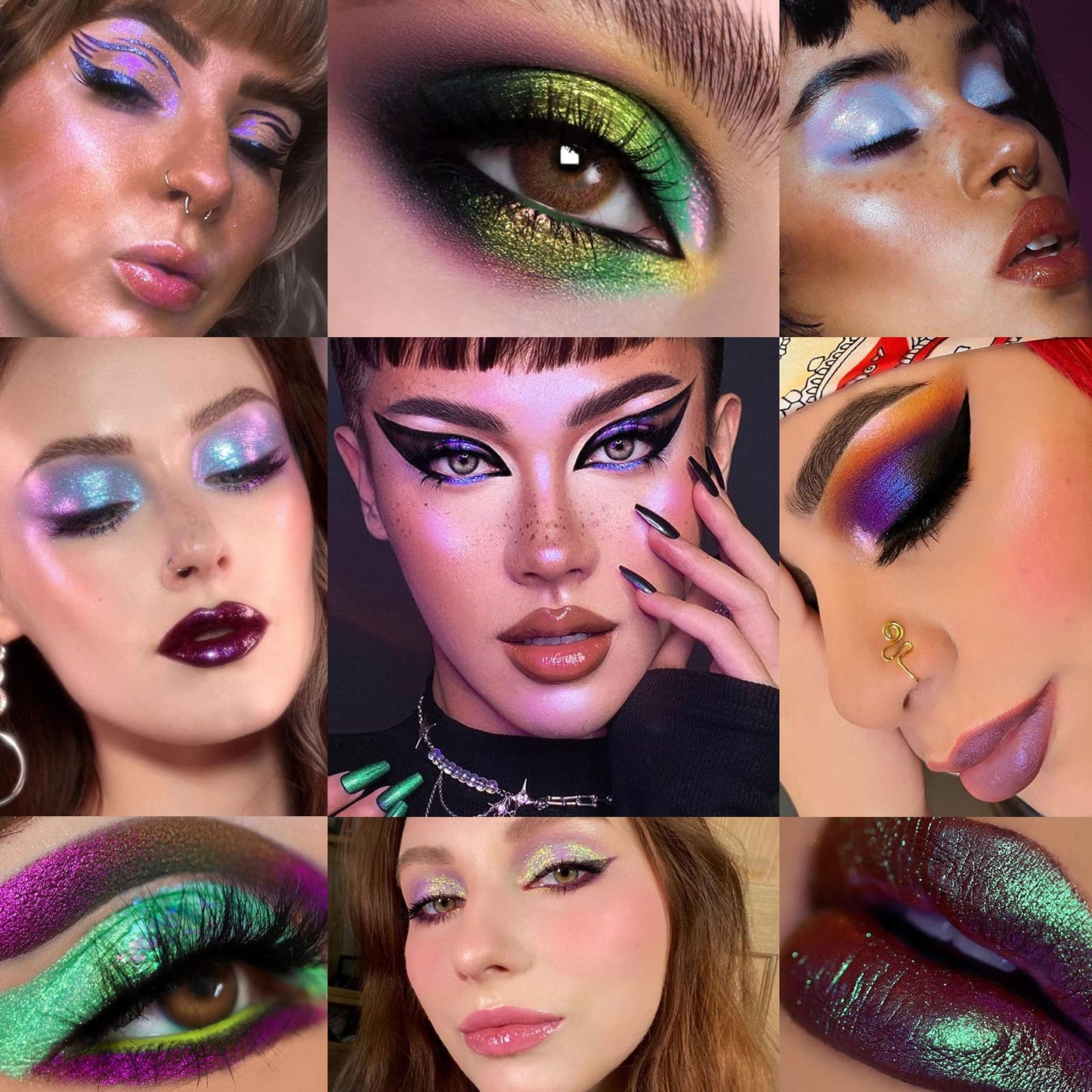 Multichrome Duochrome Metallic Glitter Shimmer Metal Colorful Bright Liquid Eye Shadow, Chameleon Sparkle Waterproof High Pigmented Longlasting Liquid Eyeshadows Color Shift Gold
