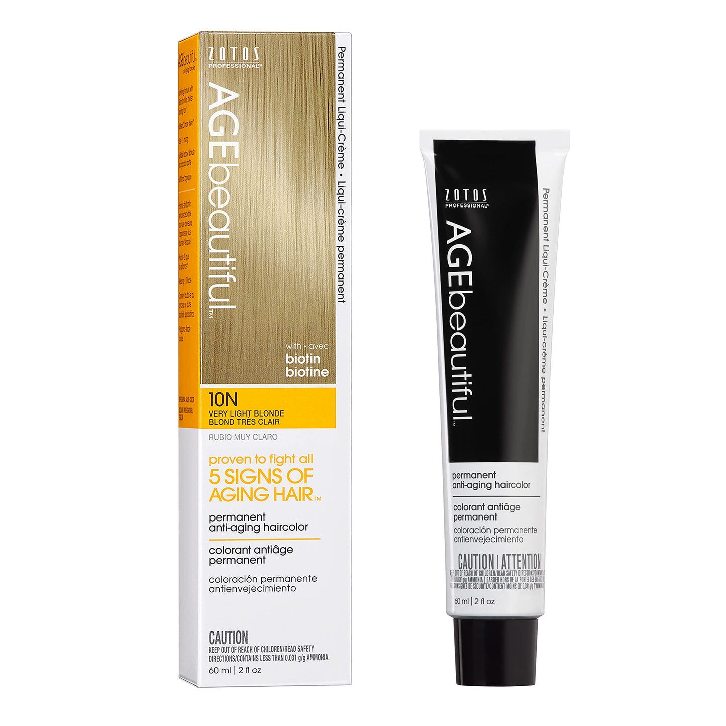 AGE beautiful Permanent Hair Dye 10N Very Light Blonde - Natural Very Light Blonde Hair Color Cream with 100% Gray Coverage, Anti-Aging Biotin Formula for Thicker, Fuller Hair, Salon Quality