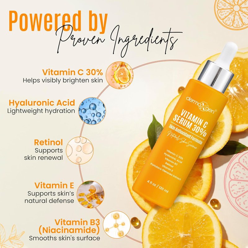 Vitamin C Serum - Anti-Aging Formula with Pure Retinol & Hyaluronic Acid | 4 Fl Oz