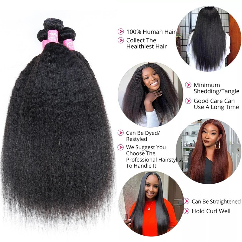 Kinky Straight Bundles Human Hair Brazilian 12A Kinky Straight Unprocessed Virgin Human Hair Bundles 28 Inch 1 Bundles 100g