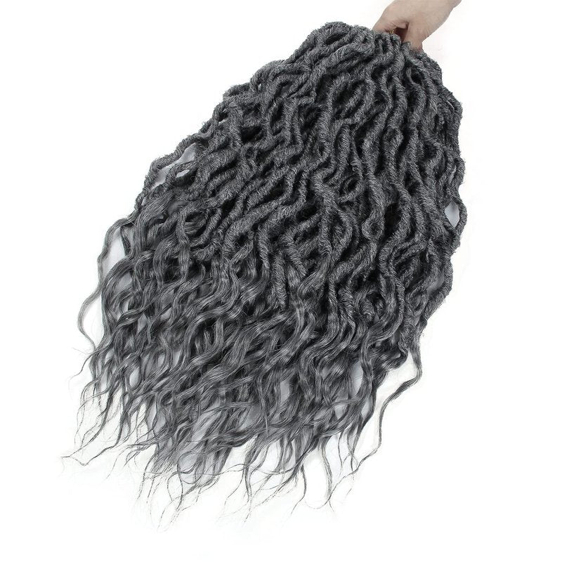 Faux Locs Crochet Hair 24Inch 6Packs Crochet Locs,Boho Faux Locs With Curly Ends Soft Dreadlock Crochet Hair for Black Women(24'', Grey)