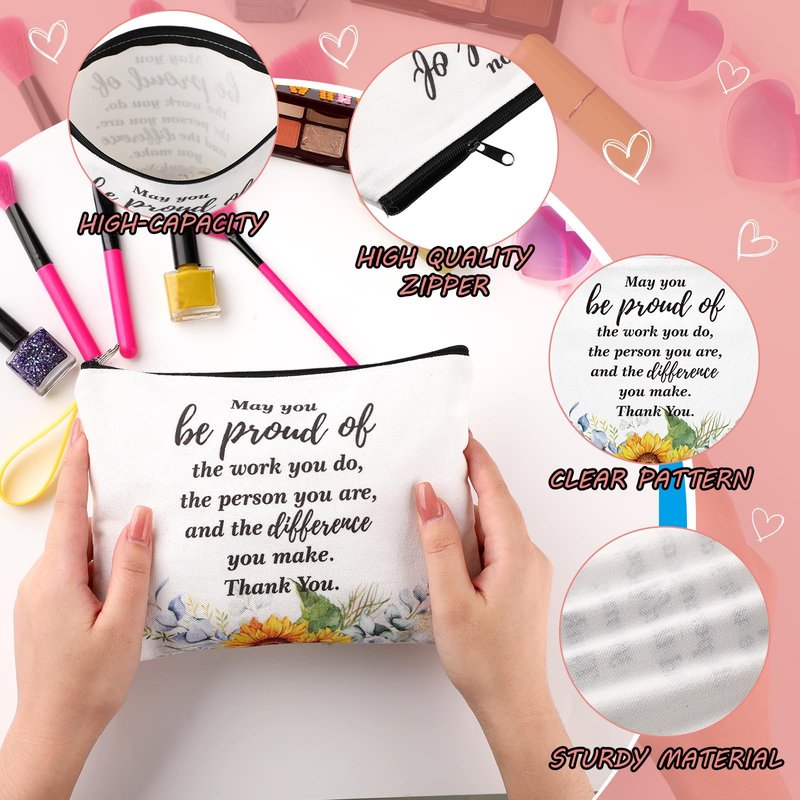 Panelee 48 Pcs Graduation Inspirational Gifts Makeup Cosmetic Bag Bulk with Zipper Keychain Bibles Employee Appreciation Makeup Bags Motivational Gift for Ladies Women Teacher Coworker Gifts